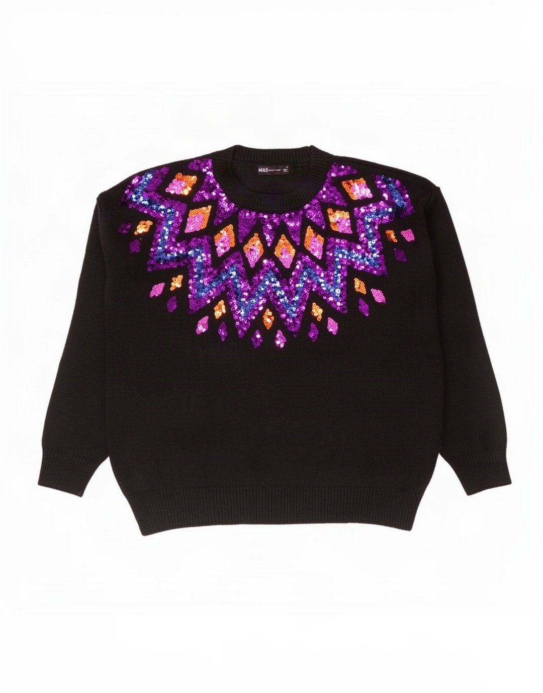 Marks & Spencer - Jersey de cuello redondo para mujer, talla 40, talla M, color negro