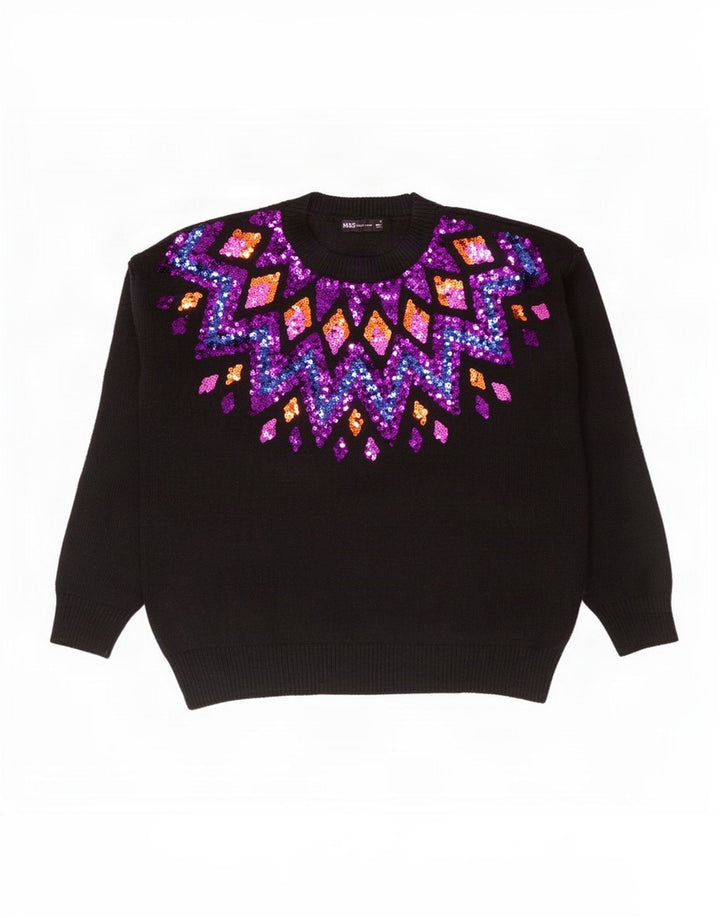 Marks & Spencer - Jersey de cuello redondo para mujer, talla 40, talla M, color negro