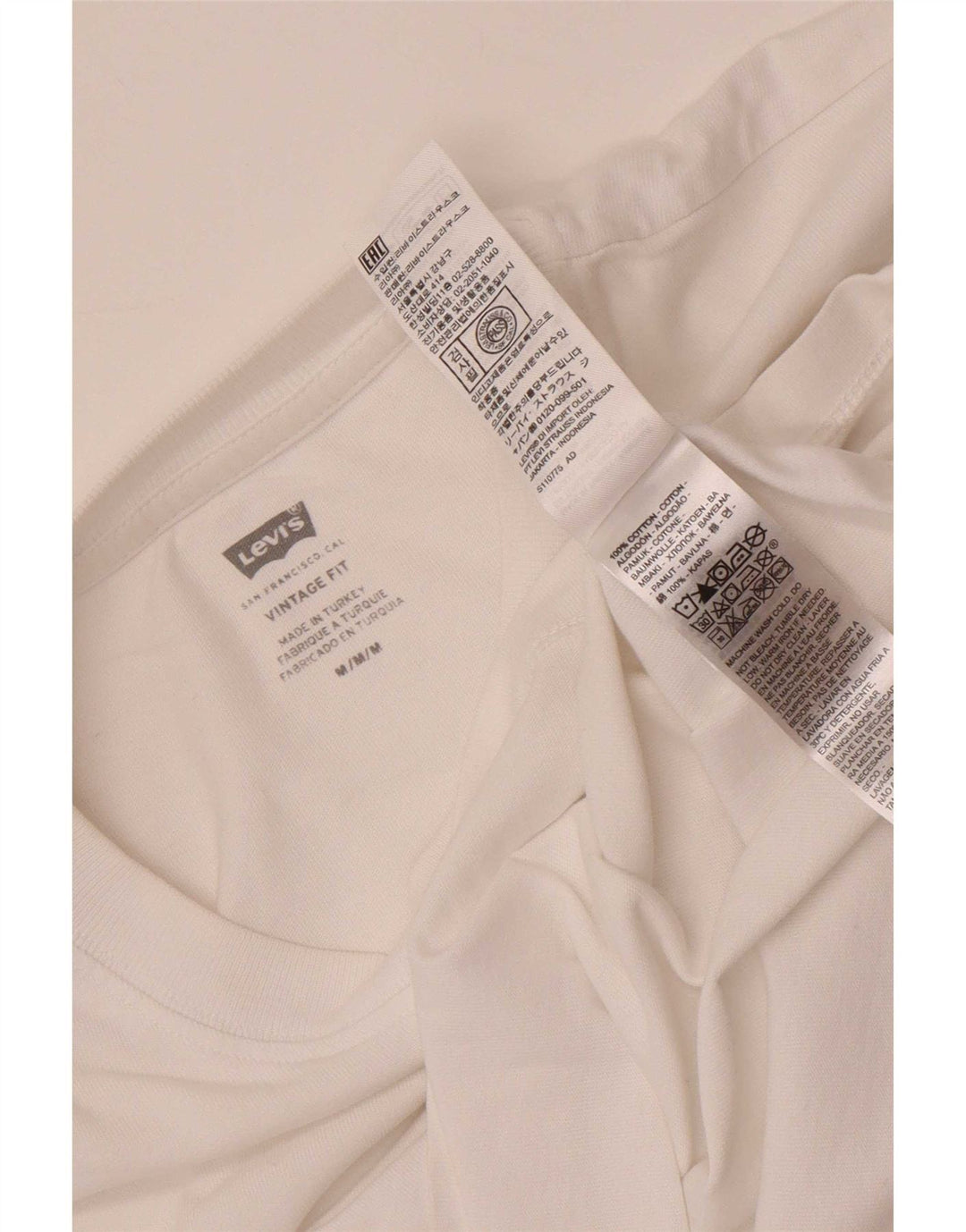Levi's Hombre Vintage Fit Camiseta Top Algodón Blanco Mediano