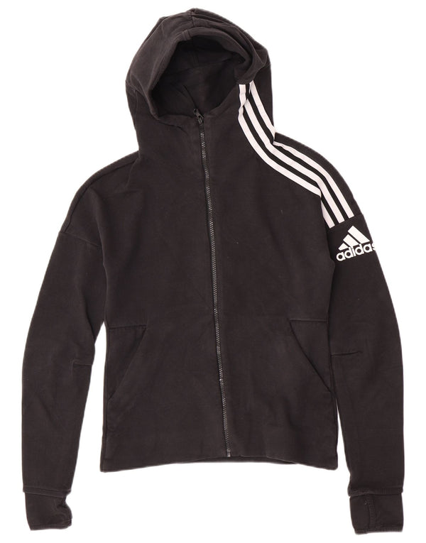 Adidas Sudadera con capucha y cremallera para mujer UK 8/10 Small Black Cotton