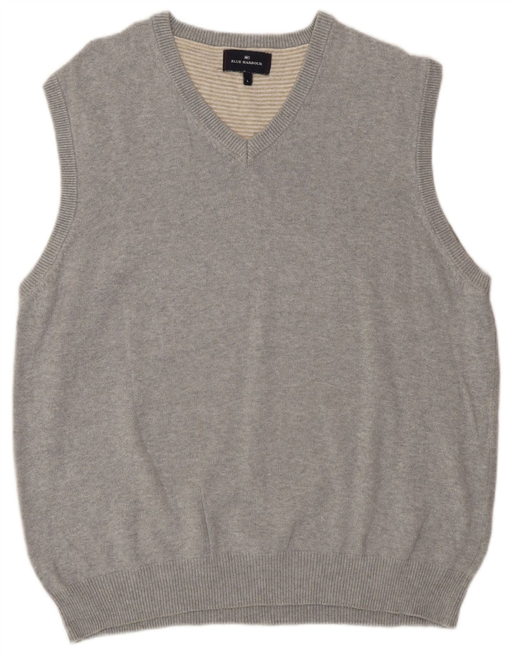 Marks & Spencer Camiseta sin mangas con cuello en V para hombre, color azul, talla grande, gris