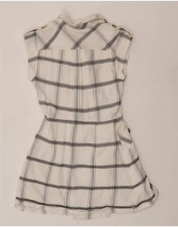 Karen Millen Vestido camisero sin mangas para mujer UK 10 Small White Check Viscosa