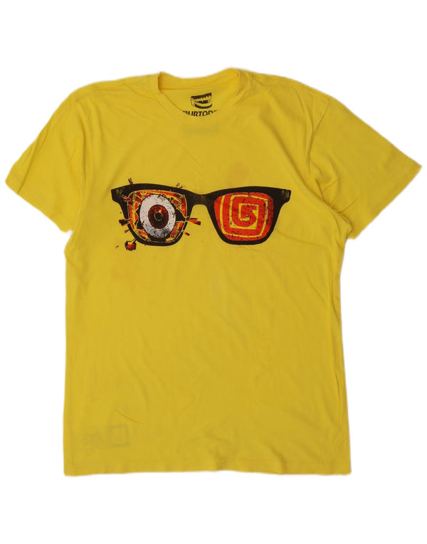 Burton Hombre Camiseta Gráfica Top Small Algodón Amarillo