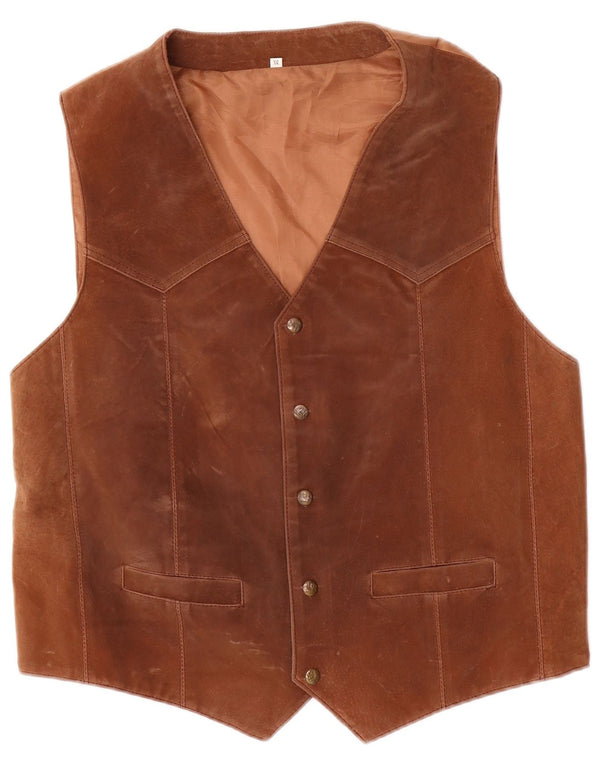 Chaleco vintage de ante para hombre 2XL Marrón
