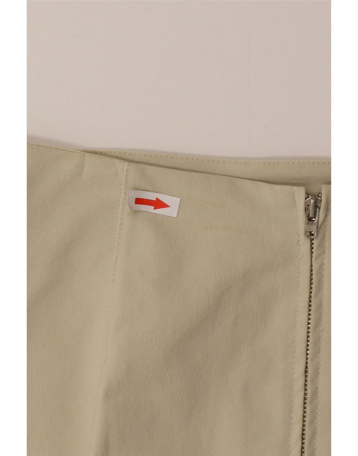 Vintage Mujer Mini Falda Grande W30 Poliamida Beige