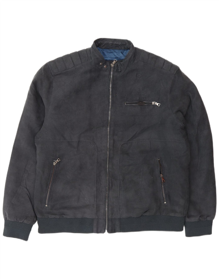 Marks & Spencer Chaqueta Bomber para Hombre UK 42 XL Poliéster Azul Marino