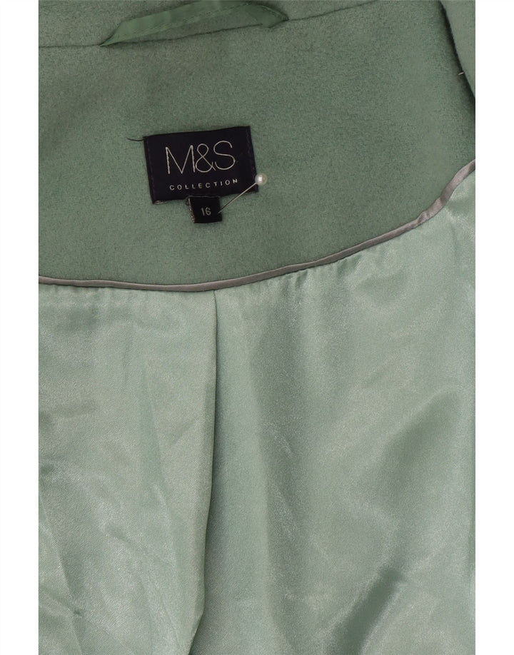 Marks & Spencer Abrigo cruzado para mujer UK 46 Lana verde grande