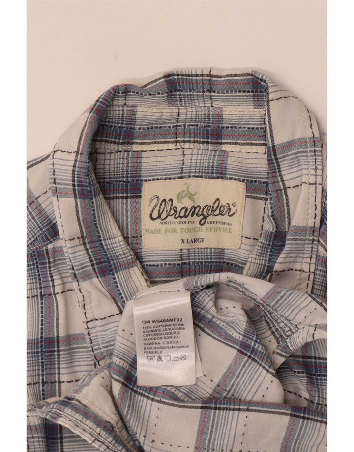 Camisa Wrangler Hombre XL Azul Marino Cuadros Algodón