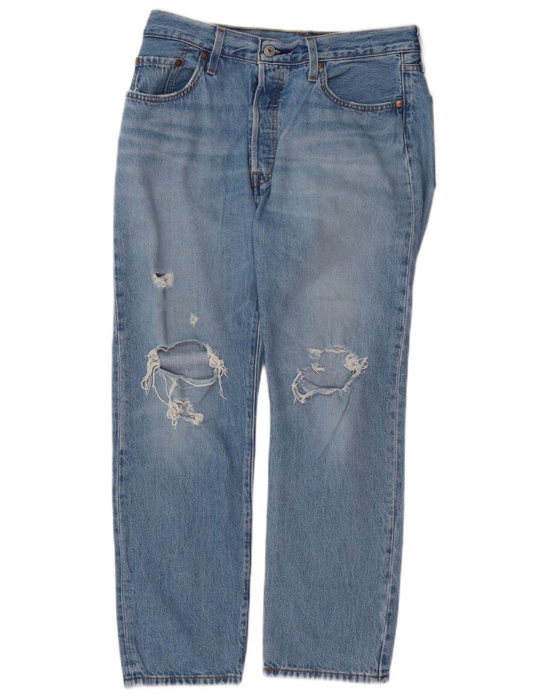 LEVI'S Jeans rectos desgastados 501 para mujer W29 L26 Algodón azul
