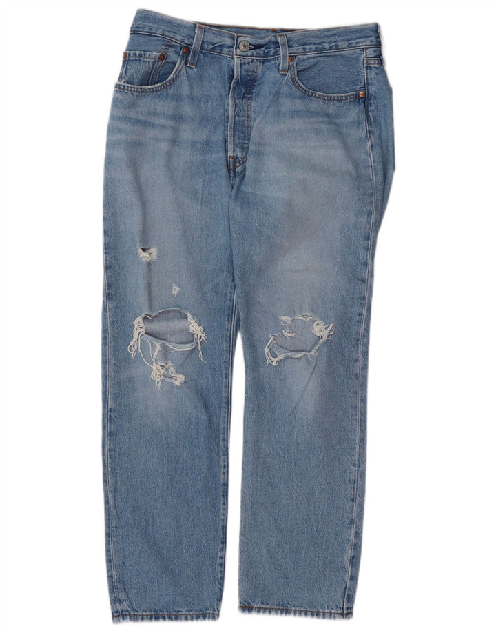 LEVI'S Jeans rectos desgastados 501 para mujer W29 L26 Algodón azul