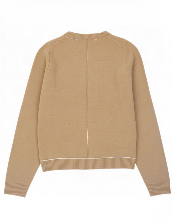 Zara Suéter De Cuello Redondo Para Mujer UK 12 Acrílico Beige Medio