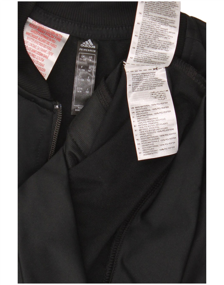 Adidas Boys Primegreen Chándal Top Chaqueta 11-12 Años Negro Poliéster