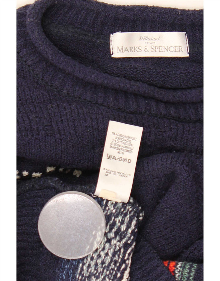 Marks & Spencer - Jersey de cuello redondo para hombre, talla grande, color azul marino