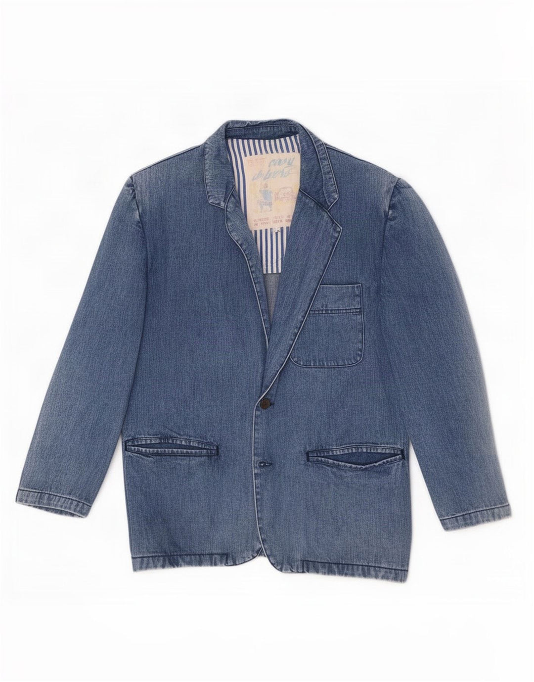 Carrera Chaqueta vaquera de 2 botones para hombre UK 38 Algodón azul medio