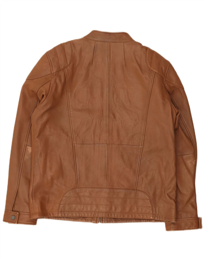 Bruno Banani Chaqueta motera de cuero para hombre UK 44 2XL Marrón