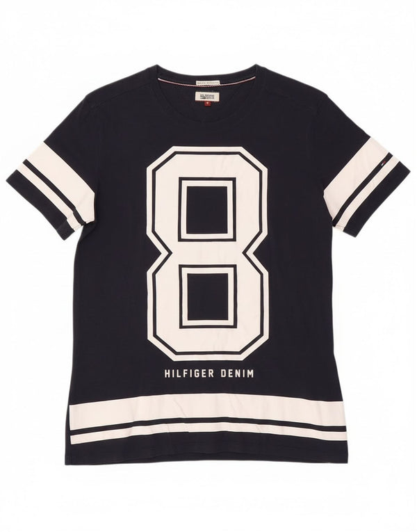 Tommy Hilfiger Camiseta gráfica para hombre Top Medium Azul marino Colorblock Algodón