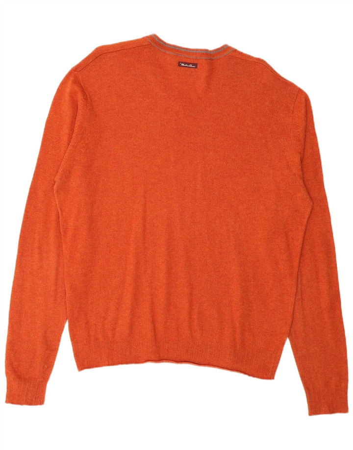 Marlboro Classics - Jersey con cuello en V para hombre, lana naranja mediana