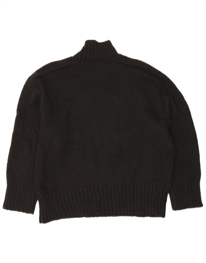 Zara Mujer Suéter De Cuello Alto De Gran Tamaño UK 46 Grande Negro