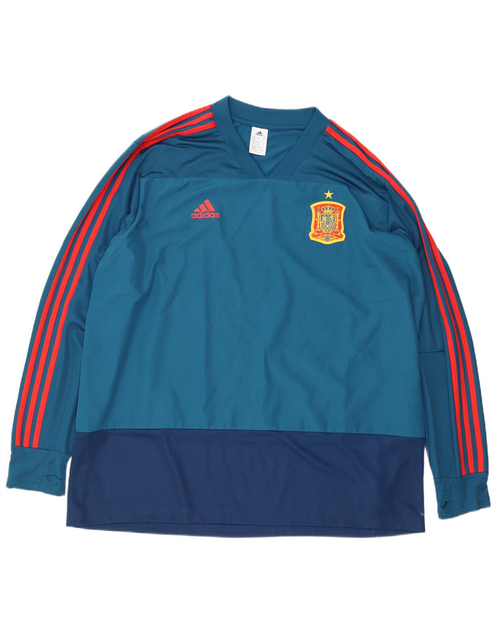 Adidas Hombre Top Manga Larga 3XL Azul Colorblock Poliéster