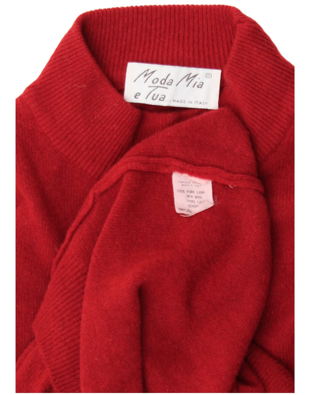 Vintage mujer tortuga cuello jersey suéter Reino Unido 18 XL rojo nueva lana