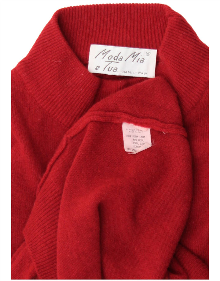 Vintage mujer tortuga cuello jersey suéter Reino Unido 18 XL rojo nueva lana