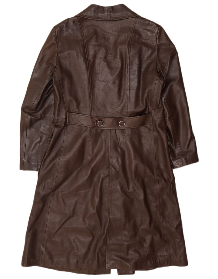 Abrigo de cuero vintage para mujer IT 48 XL Borgoña