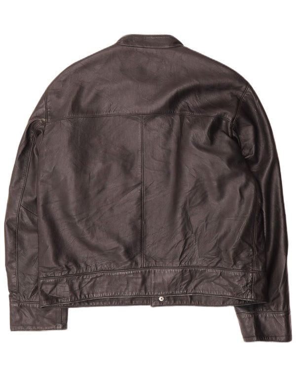 Essebi Chaqueta Bomber de Cuero para Hombre UK 40 Grande Cuero Negro