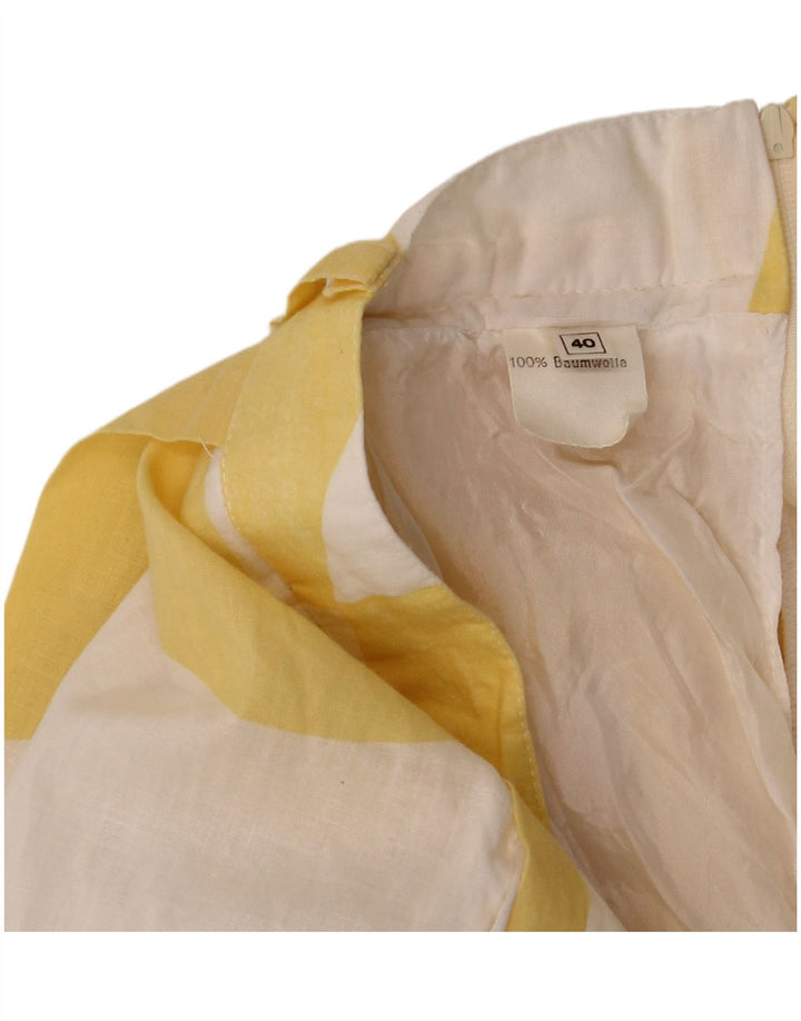 VINTAGE Falda de línea A para mujer EU 40 Mediana W28 Algodón geométrico amarillo