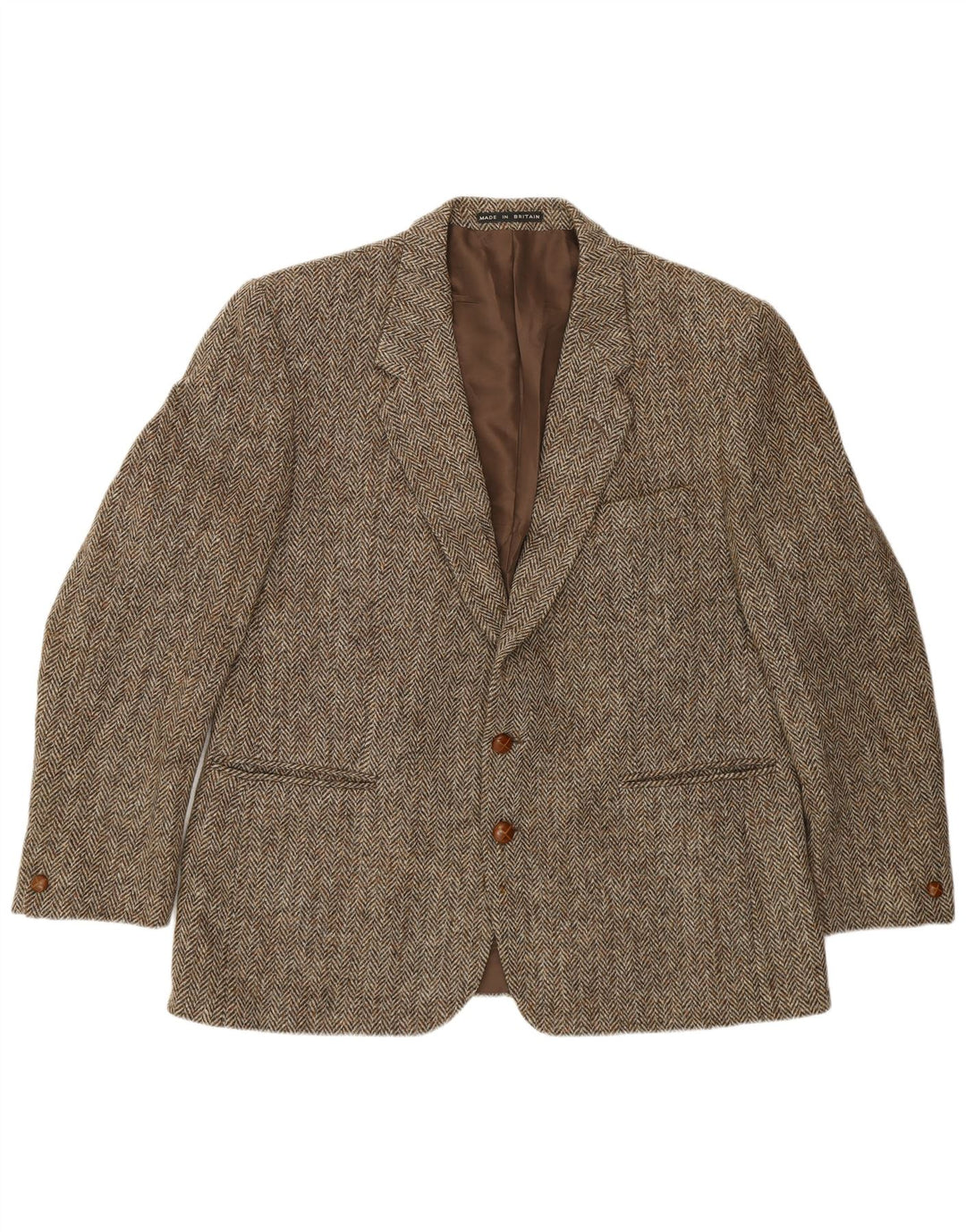 Greenwoods Chaqueta tipo blazer de 2 botones para hombre UK 40 Large Brown Herringbone Wool