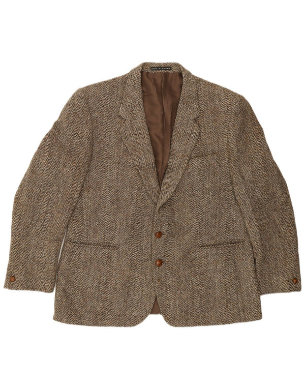 Greenwoods Chaqueta tipo blazer de 2 botones para hombre UK 40 Large Brown Herringbone Wool