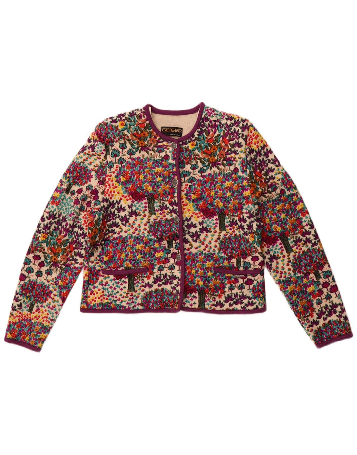 Geiger Cárdigan para mujer, suéter EU 42, grande, multicolor, floral, lana virgen