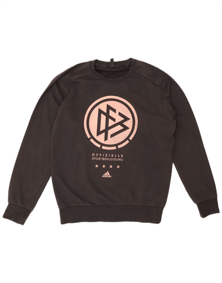ADIDAS Hombre Sudadera Gráfica Jumper Algodón Gris Medio