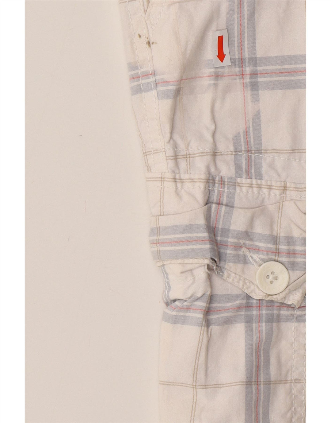 CALVIN KLEIN Shorts cargo para hombre W32 Algodón a cuadros blanco mediano