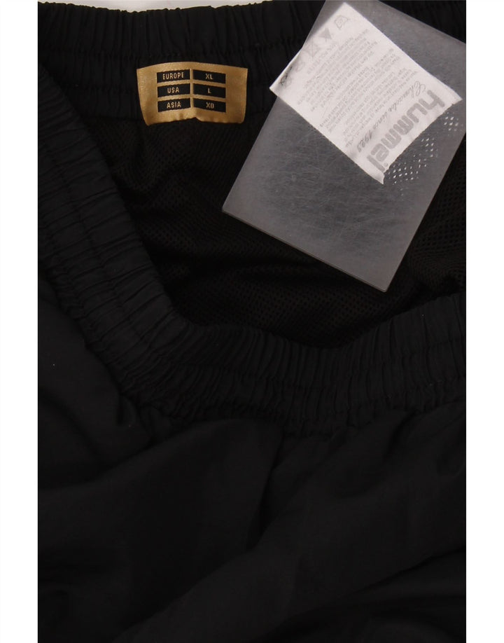 HUMMEL Pantalones de chándal con estampado gráfico para hombre, poliéster negro grande