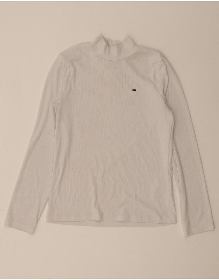 Tommy Hilfiger Top para mujer de manga larga UK 12 Medio Blanco Poliéster