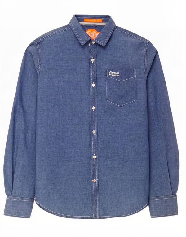 Camisa Superdry Para Hombre De Algodón Azul Grande