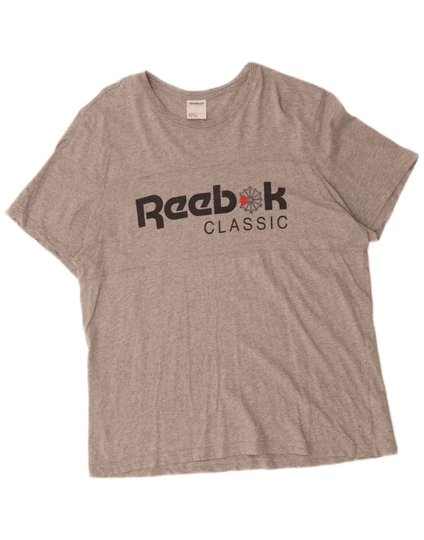 REEBOK Camiseta clásica con gráfico para hombre Top XL Gris Algodón