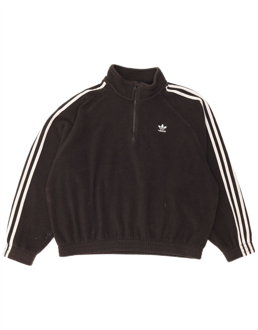 Adidas - Jersey de forro polar extragrande con cuello y cremallera para mujer, talla M, poliéster negro