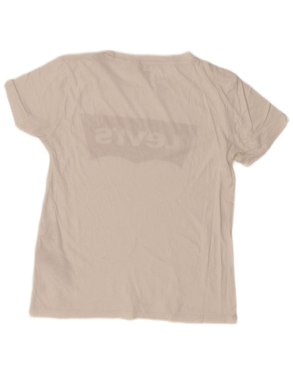 Levi's Camiseta gráfica para mujer Top UK 10 Small White Cotton