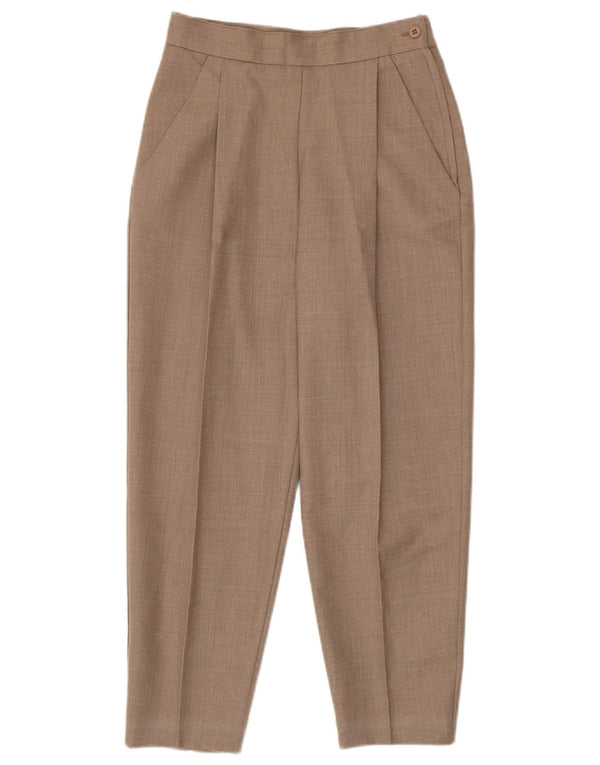 Vintage mujer crop cintura alta pantalones casuales pequeños W26 L24 Beige