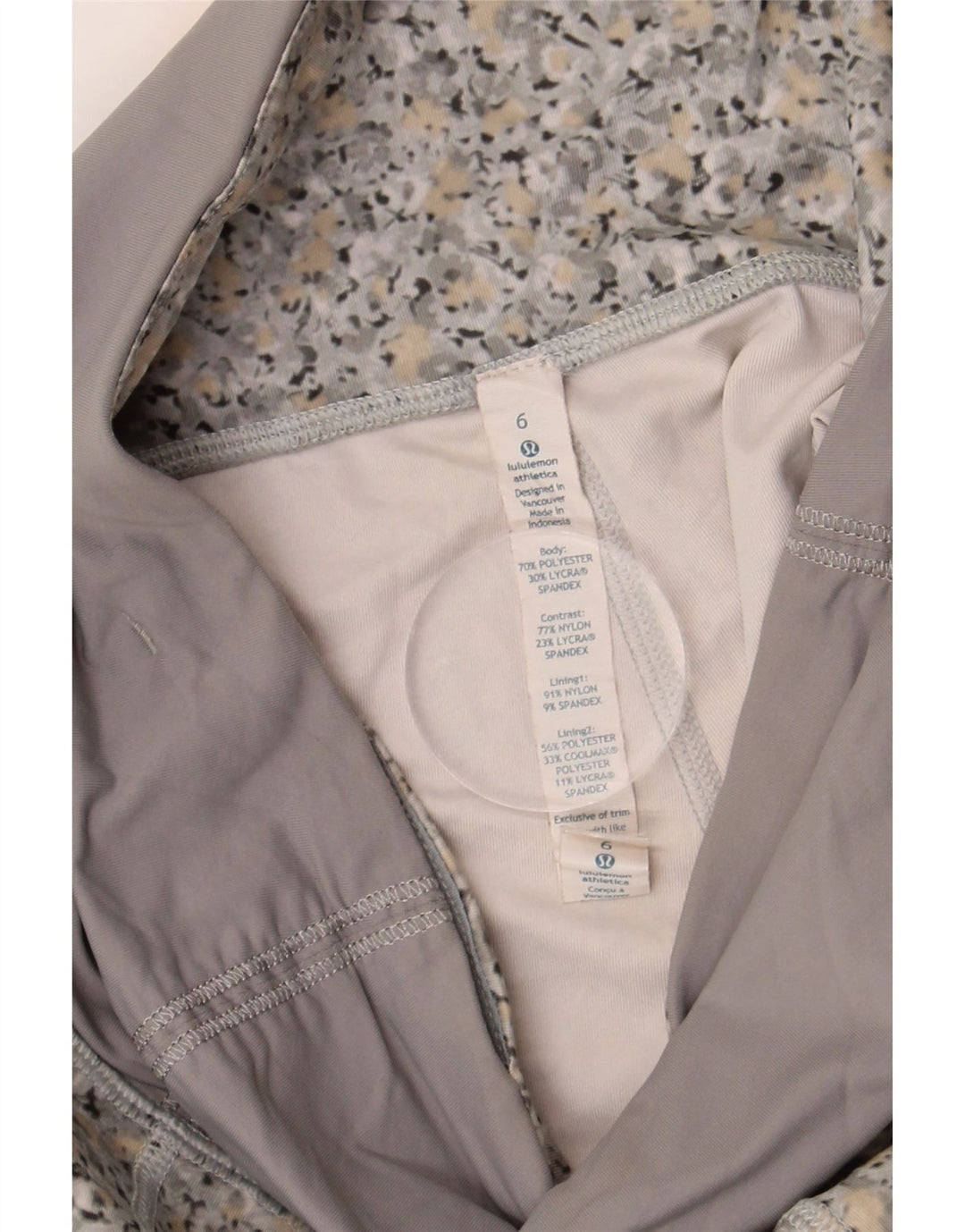 Lululemon Leggings cortos para mujer US 6 Gris medio Poliéster floral