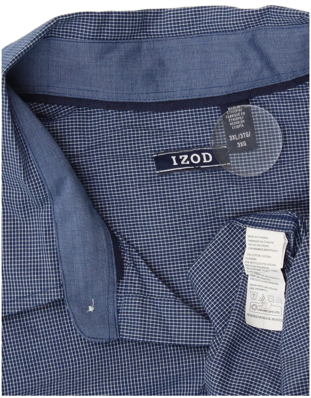 Izod Camisa De Cuadros Hombre 3XL Algodón Vichy Azul
