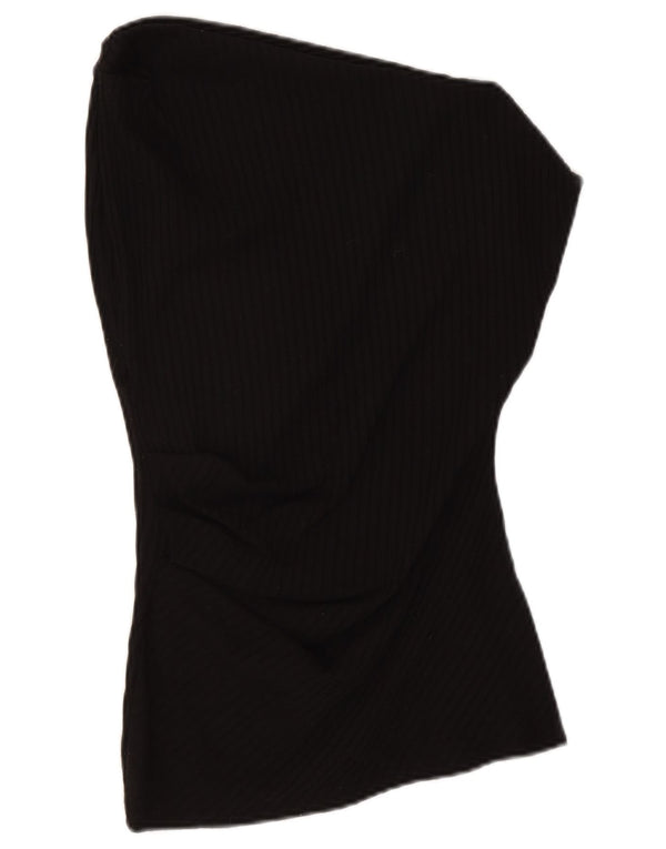 Zara Mujer Blusa Sin Mangas Top UK 44 Medio Negro Poliéster