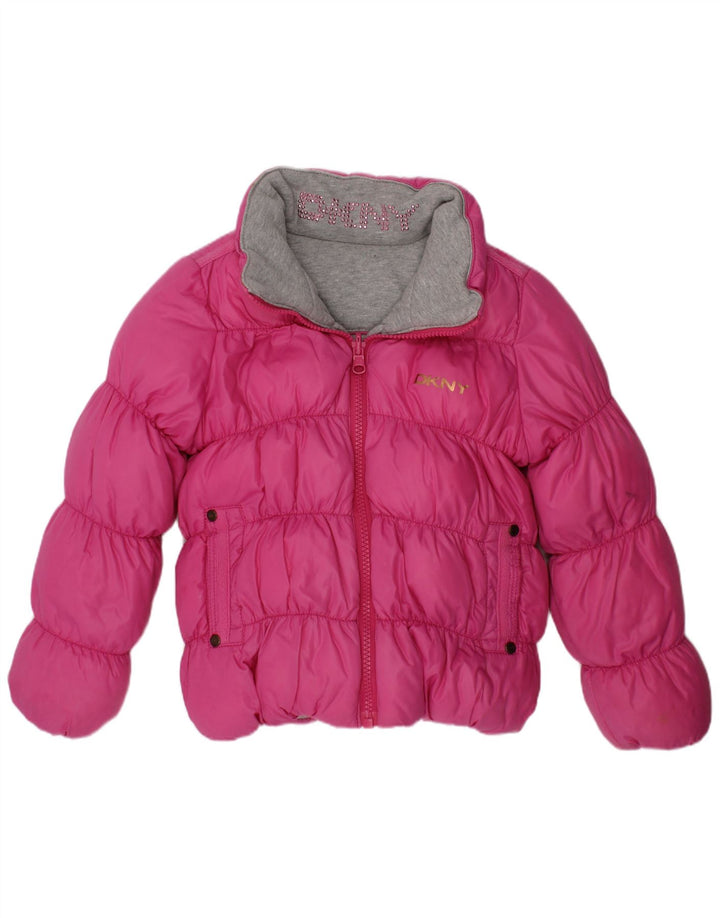 Dkny Chaqueta Acolchada Reversible Con Capucha Niña 4-5 Años Rosa Poliéster
