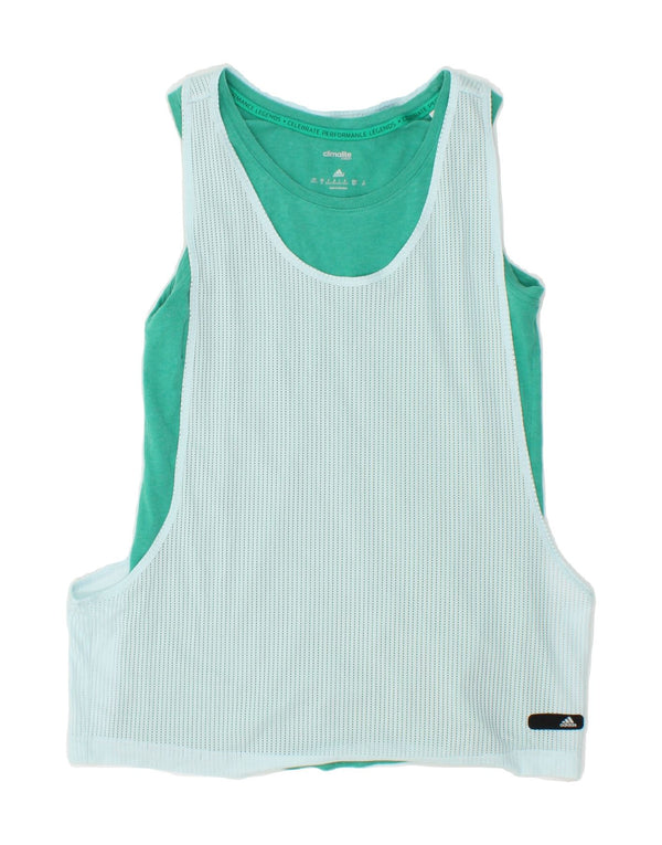 ADIDAS Womens Climalite Vest Top UK 8/10 Small Green Colourblock Cotton