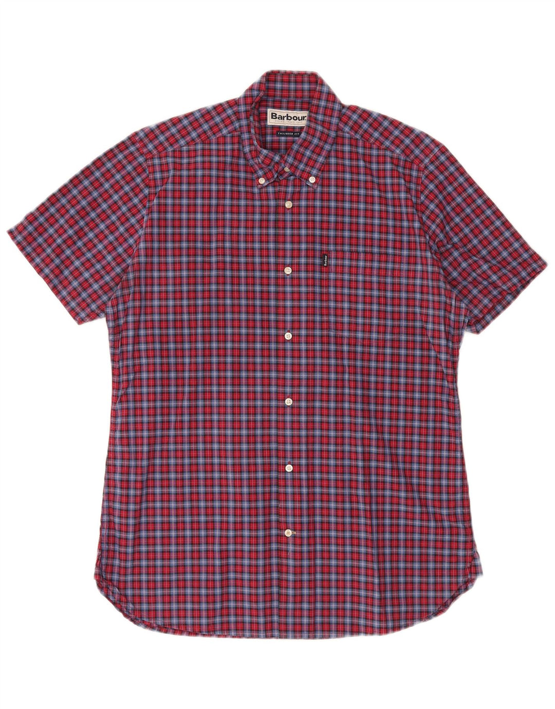 BARBOUR Camisa de manga corta de corte entallado para hombre Cuadros multicolores medianos