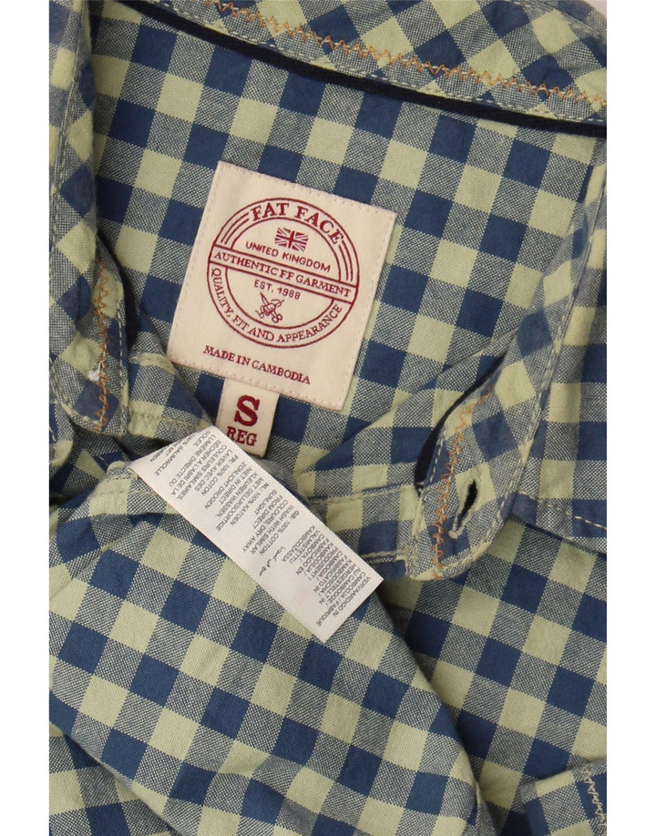 Camisa de manga corta para hombre Fat Face Small de algodón a cuadros verde