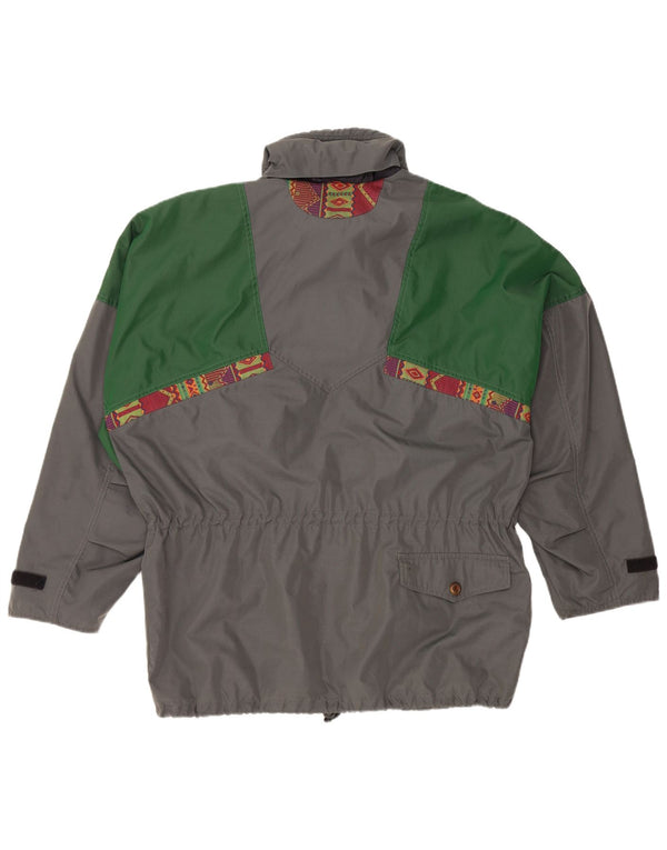 Vintage hombres suelta ajuste chaqueta utilitaria Reino Unido 38 poliamida gris medio