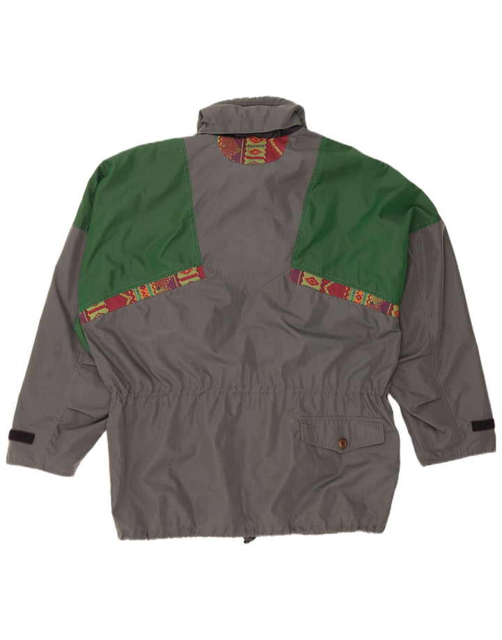 Vintage hombres suelta ajuste chaqueta utilitaria Reino Unido 38 poliamida gris medio