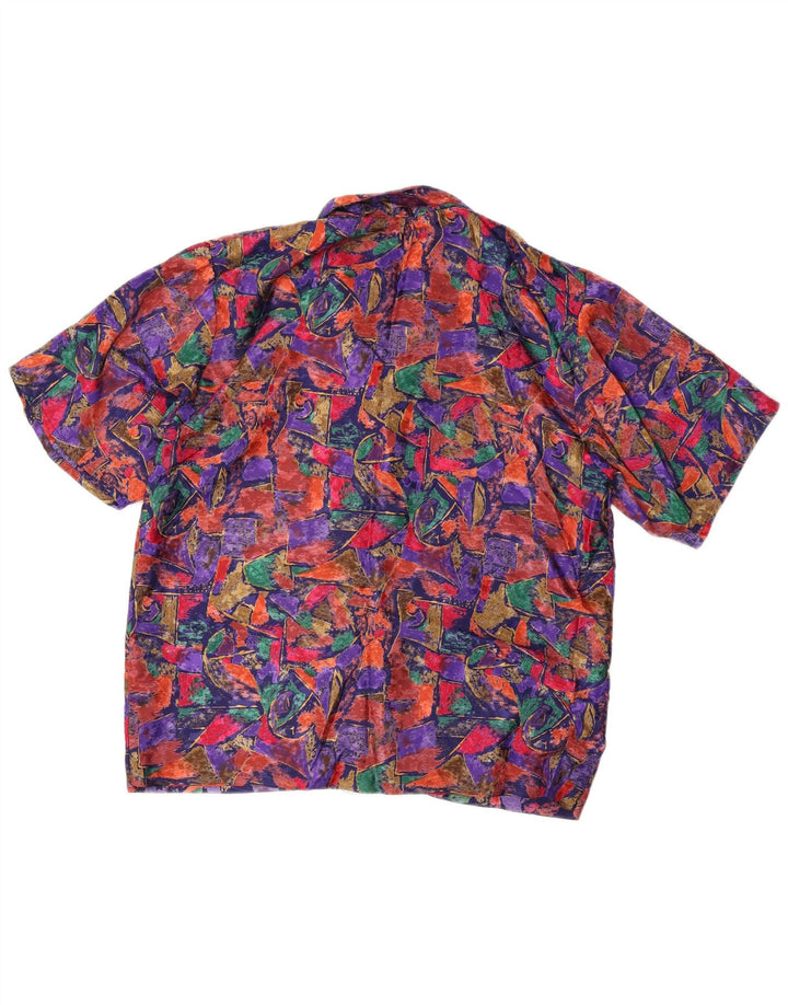 Vintage mujer patrón abstracto camisa blusa Reino Unido 16 grande multicolor